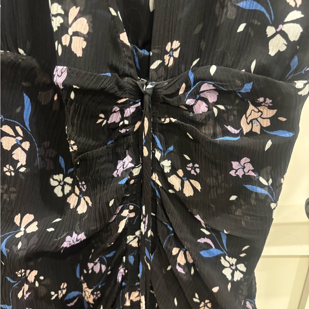 NWT Veronica Beard Black and Purple Floral Midi Dress - Picture 5 of 6
